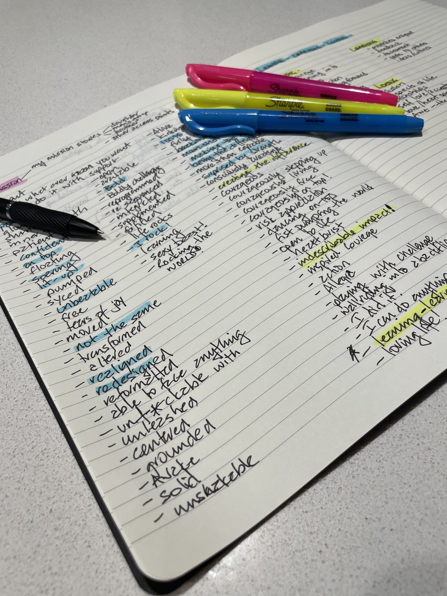 Nick's handwritten notebook with mission work